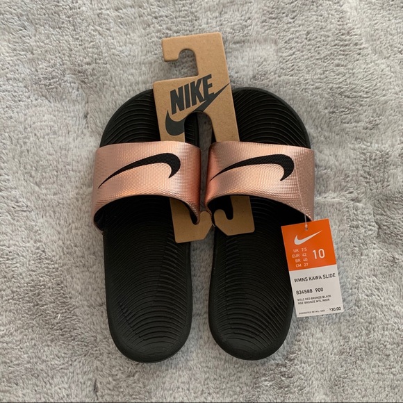 nike kawa slide rose gold